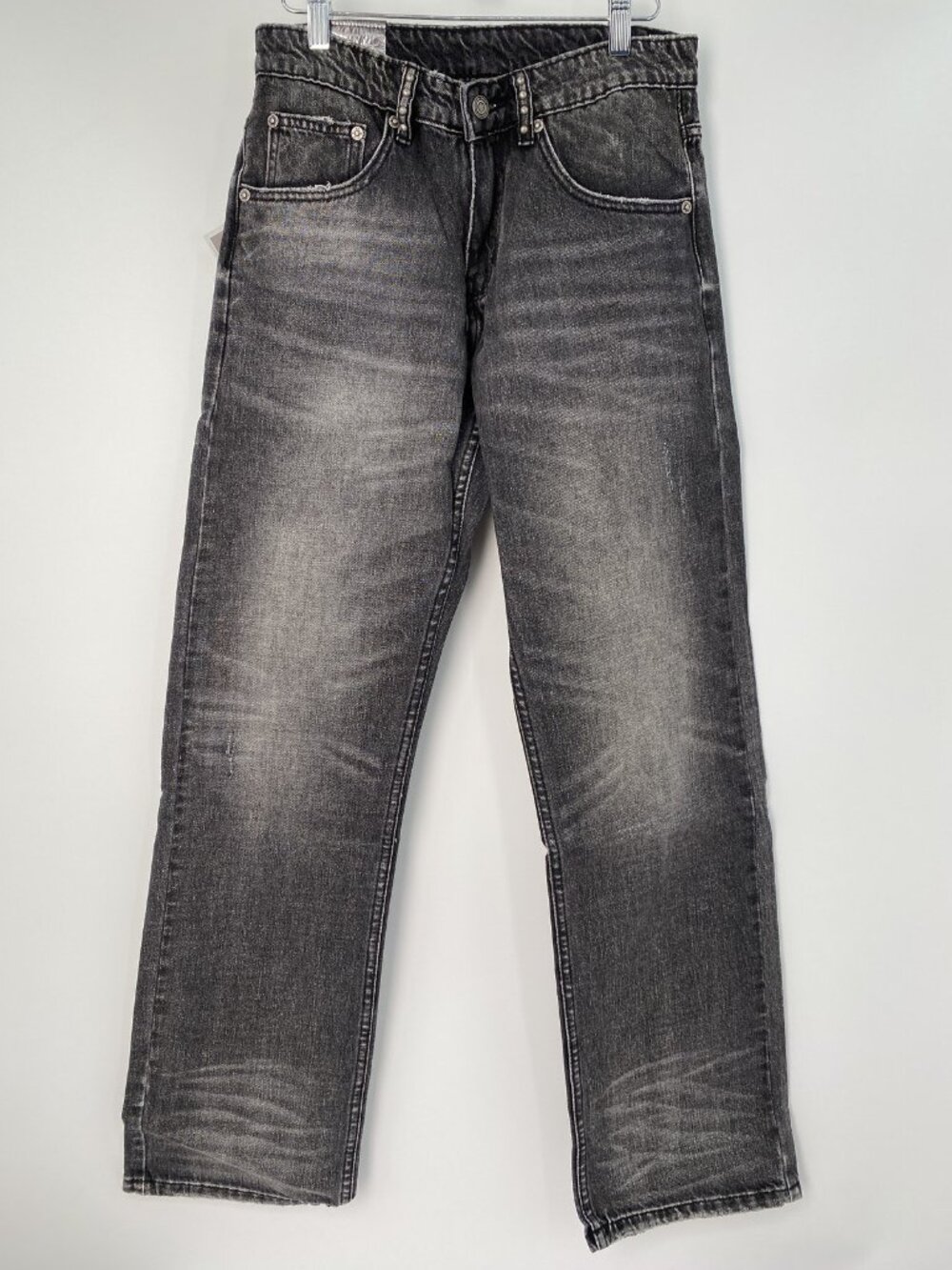 Vague Mens Jean Asphalt Black Size 28x32 Studio Denim Straight Leg Distressed